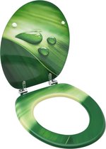 The Living Store WC-bril - MDF - chroom-zinklegering - 42.5 x 35.8 cm - 43.7 x 37.8 cm - 28 x 24 cm - 5.3-5.5 cm - groen waterdruppel-design