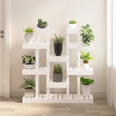 The Living Store Plantenstandaard - Massief grenenhout - 104.5x25x109.5 cm - Wit