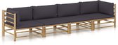 The Living Store Loungeset - Bamboe - Donkergrijs kussen - Modulair design - Montage vereist