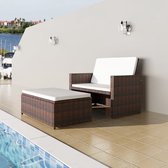 The Living Store Rattan Lounge set - 123 x 117 x 66 cm - Marron - Structure en acier enduit de poudre - Rotin PE