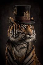 Klassieke tijger met hoed poster - 100 x 140 cm
