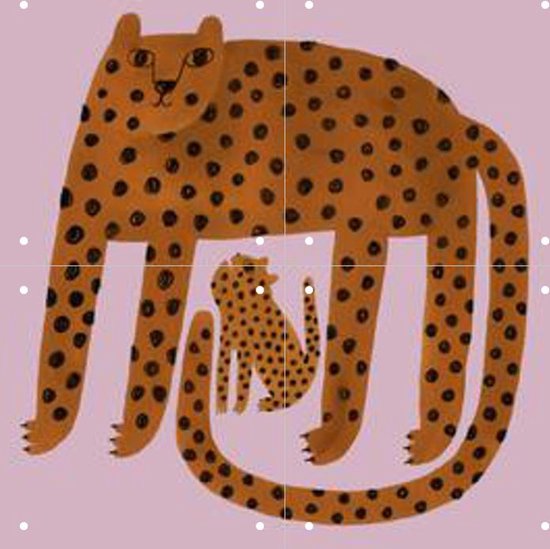 IXXI Leopard Family - Wanddecoratie - Dieren en insecten - 40 x 40 cm