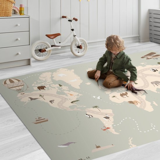 LetsPlaymats - Antislip speelmat baby - Foam - Wereldkaart en dieren - Speelkleed - 180x120 cm van LetsPlaymats® — afbeelding 2