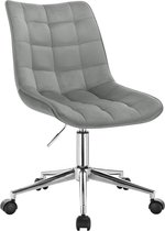 Bureaustoel Velvet Anja - Op wielen - Ergonomische bureaustoel voor volwassenen - Lichtgrijs - In hoogte verstelbaar