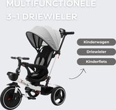 Kinderwagen - Driewieler - Duwfiets - Kinderfiets - 1 tot 5 jaar oud- Duwstang - Multifunctioneel - Opvouwbaar stuur - Draaibare stoel - 6 in 1 - Grijs/Wit