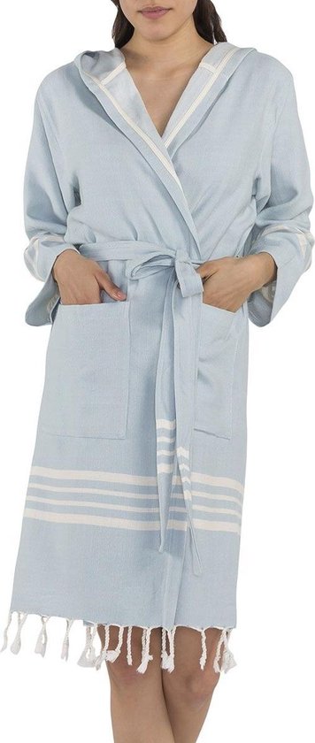Hamam Badjas Sun Light Blue (zonder Franjes) - maat XL - korte badjas -  dames badjas -... | bol.com