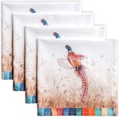 Faisan D' Automne, 100% kat, lichte en comfortabele set met 4 servetten voor familiediners, bruiloften, cocktails, keuken, thuis, Thanksgiving/Kerstmis (45 cm x 45 cm)