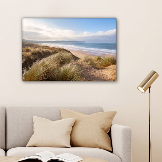 Tableau Toile Dune - Plage - Water - 180x120 cm - Décoration murale XXL