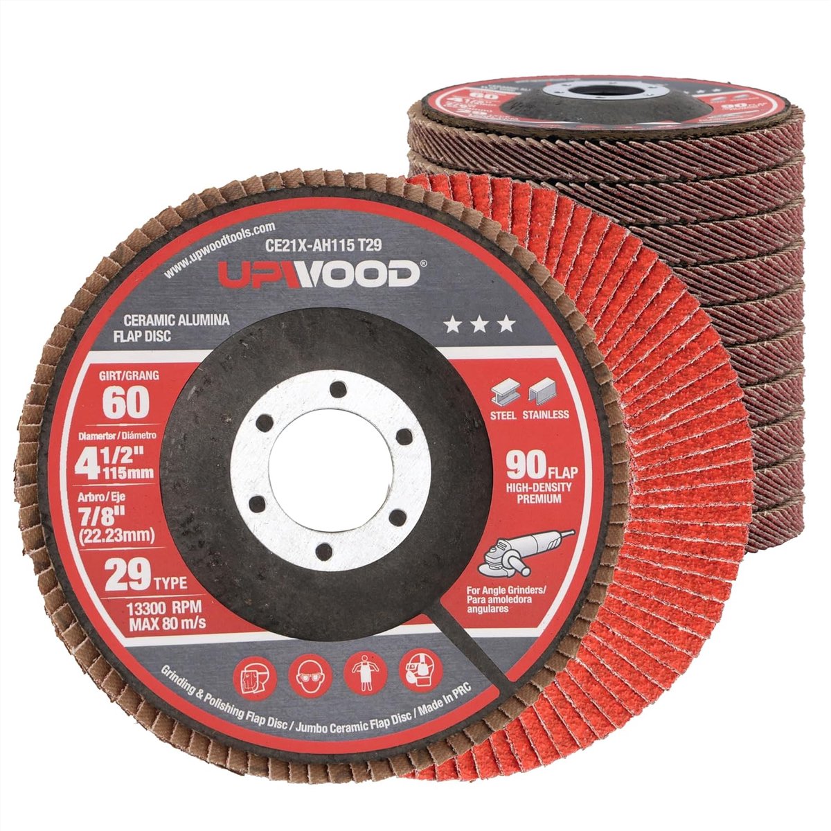 Keramische Flap Discs - Lamellenschijven Slijpen - Metaal Bewerken - Extra Dik Ontwerp - 10 Stuks 4-1/2" - Blauw
