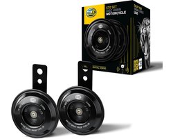 Auto Claxon Set - Lawaai Toeter - Verkeersveiligheid - Dubbele Toon Geluid - 12 Volt - Zwart