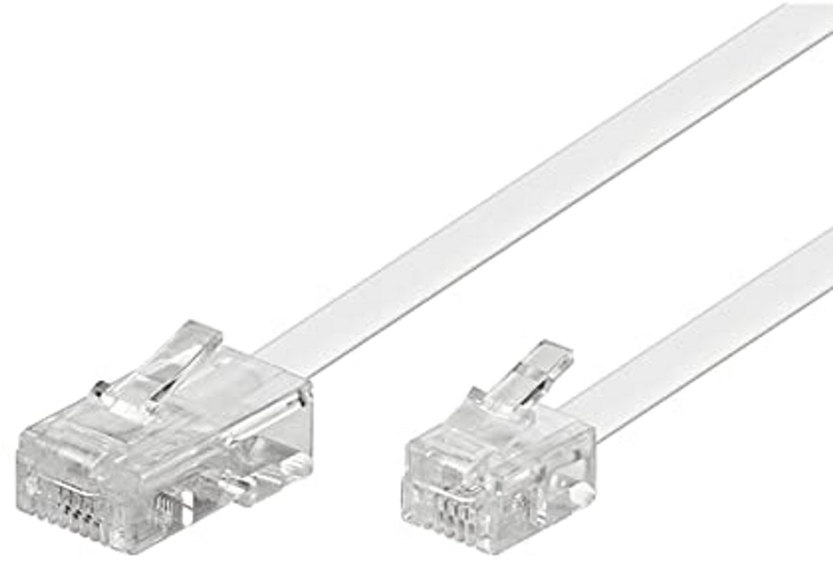 Telefoon kabel - Netwerk kabel - Internet aansluiten - Plat en flexibel - 6 meter - Wit