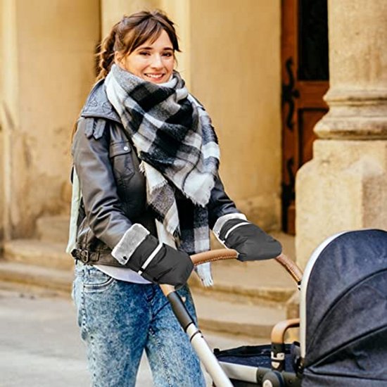 Handwarmer Kinderwagen - Mouw Wanten - Wandelen Buiten - Waterdicht Winddicht - Universele Maat - Zwart — afbeelding 5