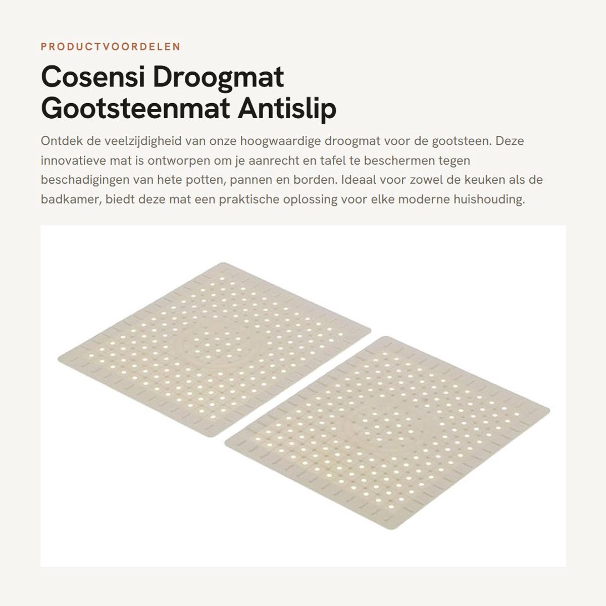 Dailygoods- Droogmat Antislip - Keukenspoelbakmat - Multifunctioneel Gootsteenrooster - Voedselveilig Rubber - Duurzaam en Gemakkelijk Schoon te Maken - Gootsteenmat