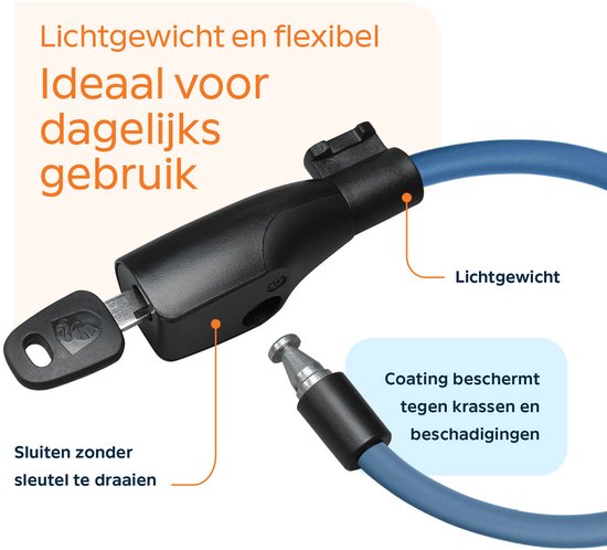 AXA Resolute 8/120 - Kabelslot - Slot voor Fietsen - Gebruiksvriendelijk - 120 cm lang - Diameter 8 mm - Donker blauw van AXA — afbeelding 3