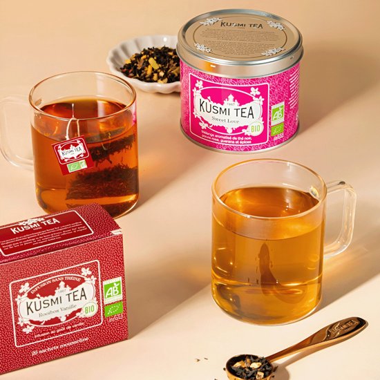 Tisane biologique Kusmi Tea Vanilla Rooibos – 20 sachets de thé en mousseline