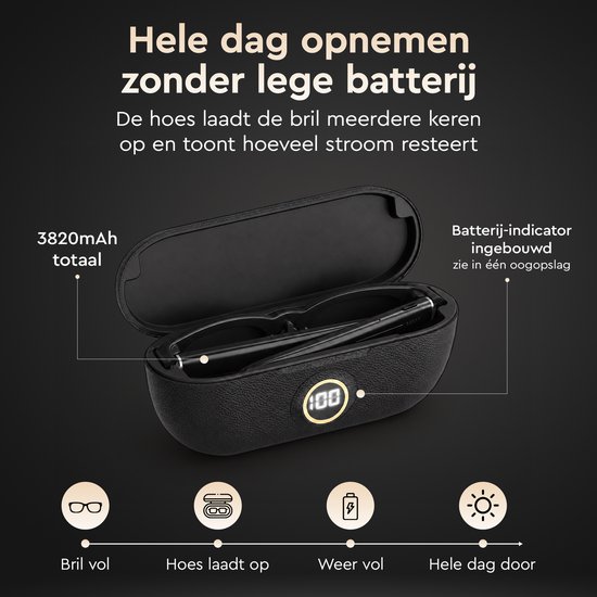 K&L Camera Bril met Foto Camera - 4K HD – 3820MAH – Mini Spy Camera - Smart Bril - NL-app - Oplaadhoes — afbeelding 4