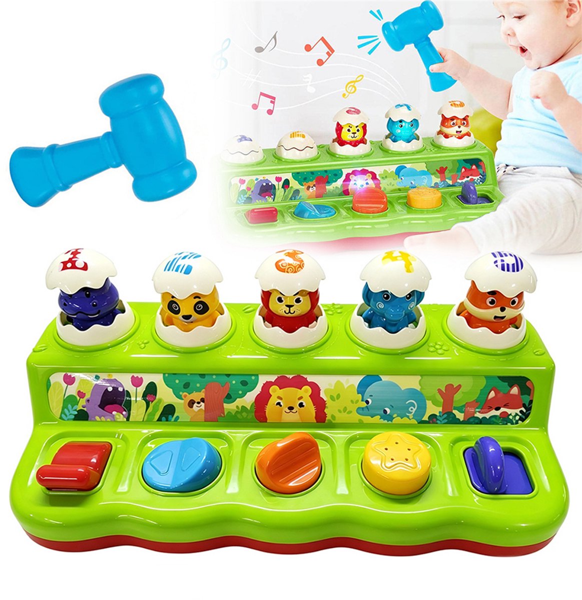 Whack-a-Mole-spel met hamer – Vroegtijdige educatie voor baby's en kinderen – Geheugentraining – Multifunctioneel speelgoed – Whack-a-Mole-set – Rode basis