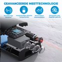 Explosieaanzicht van de laser afstandsmeter die de nauwkeurige sensoren, optische componenten en de laserstraal toont.