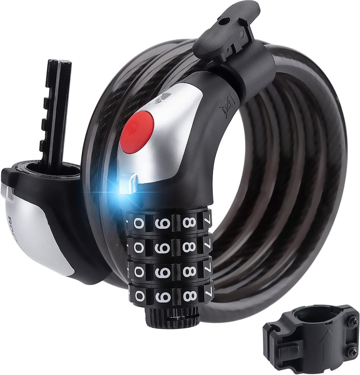 Fiets Kabel Lock - Combinatie Slot - Voertuig Beveiligen - 4-Cijferig Slot - 180cm Lengte - Zwart