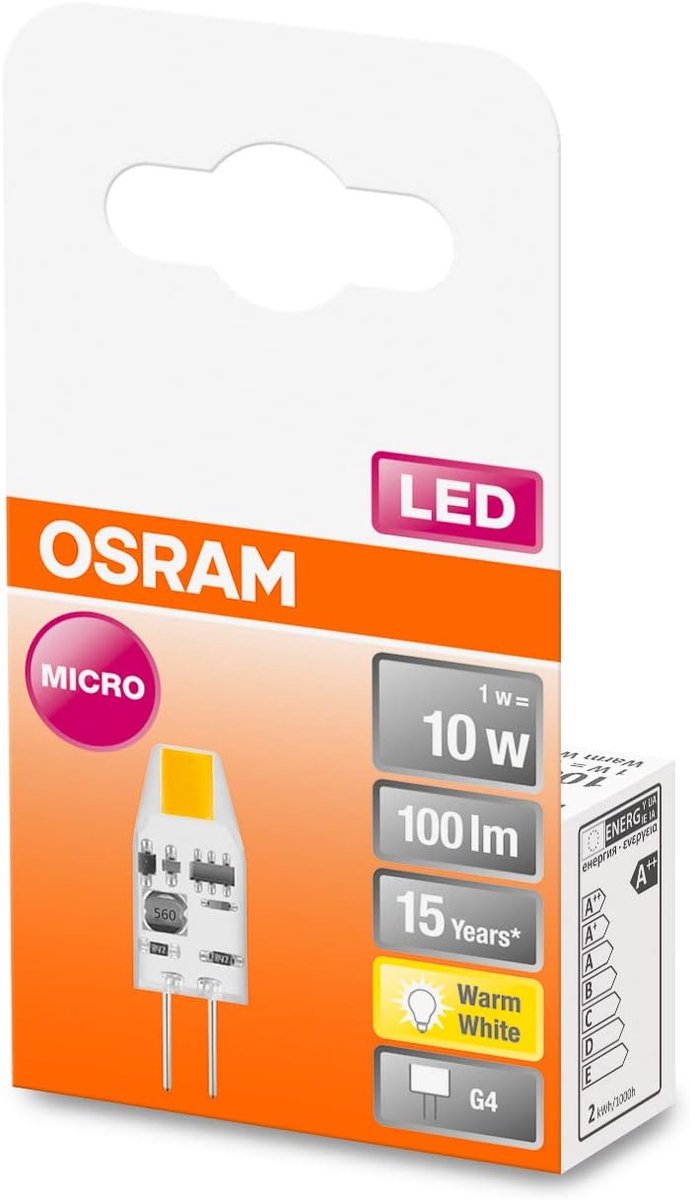LED Micro Lamp - G4 Fitting - Decoratieve Verlichting - Lage Warmteafgifte - 1 Watt - Warm Wit