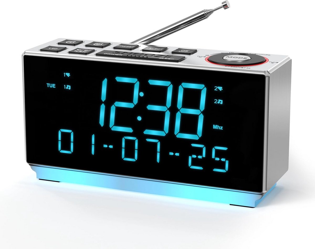 DAB+ Radio Wekker - Digitale Klok - Wakker Worden - Dubbele Alarm Functie - 1.8 Inch Display - Wit
