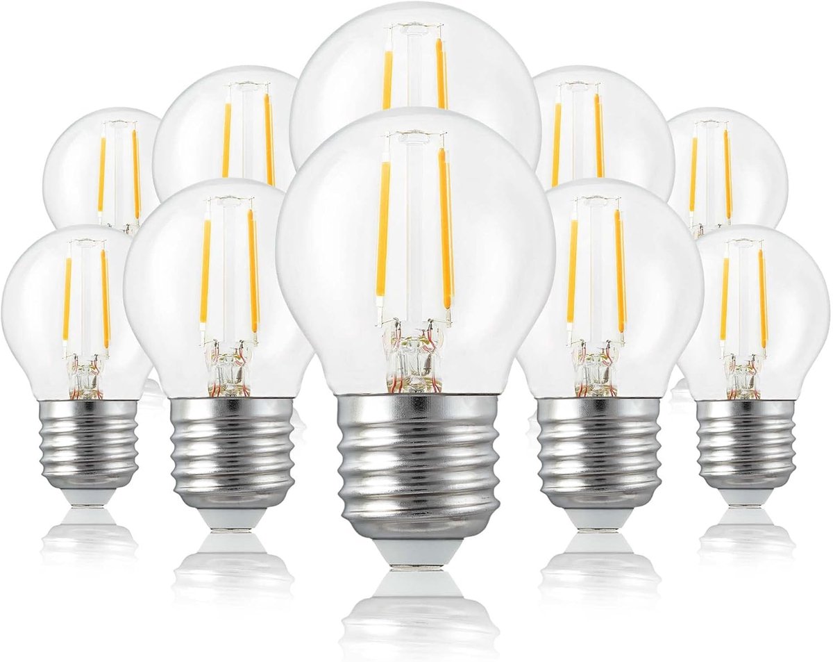 LED Lampen - Gloeilampen E27 - Sfeerverlichting Huis - Energiebesparend Warm Wit - 10 Stuks - Transparant