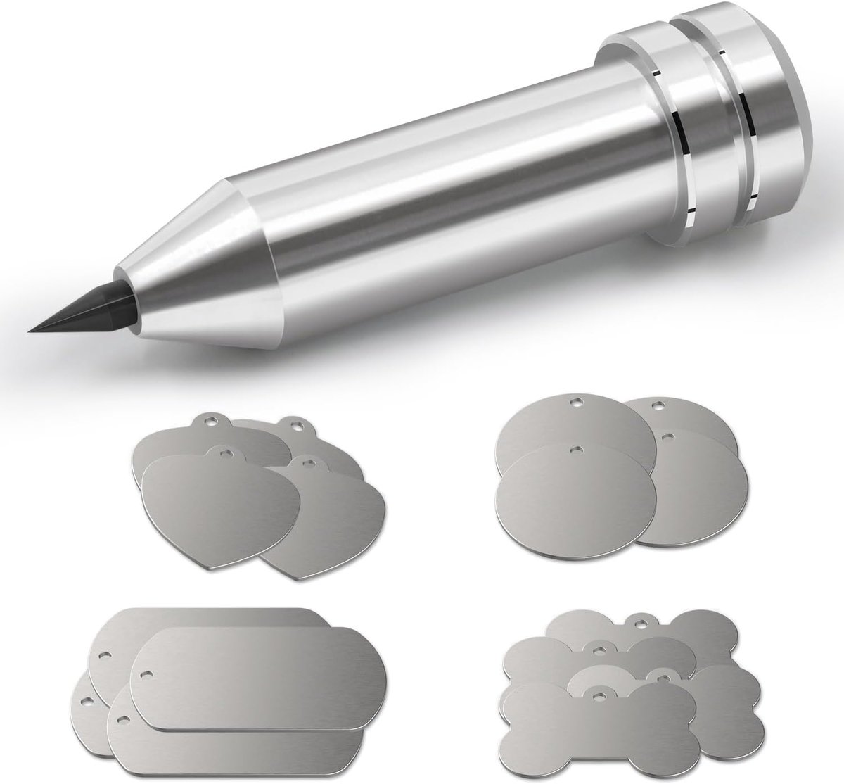 Graveer en etsgereedschap - Metaal graveerstift - Persoonlijke creaties maken - Compatibel met diverse machines - 16 blanco etiketten - Zilver