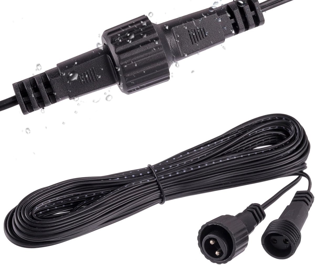 Verlengkabel - Stroomkabel - Buitenverlichting - IP65 Waterdicht - 10 meter - Zwart
