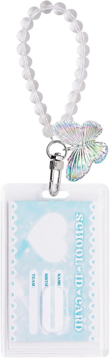 Fotokaart Houder - Sleutelhanger Badge - Kaarten Tonen - Kristallen Vlinder - 3 Inch - Rood