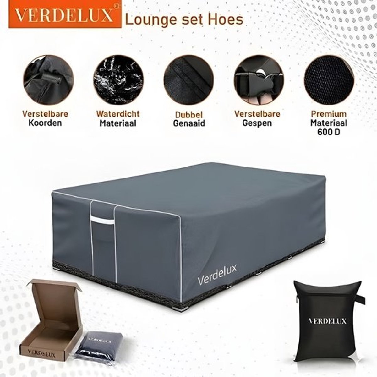 Loungesethoes Verdelux 300x300x80 cm Antraciet Waterdicht