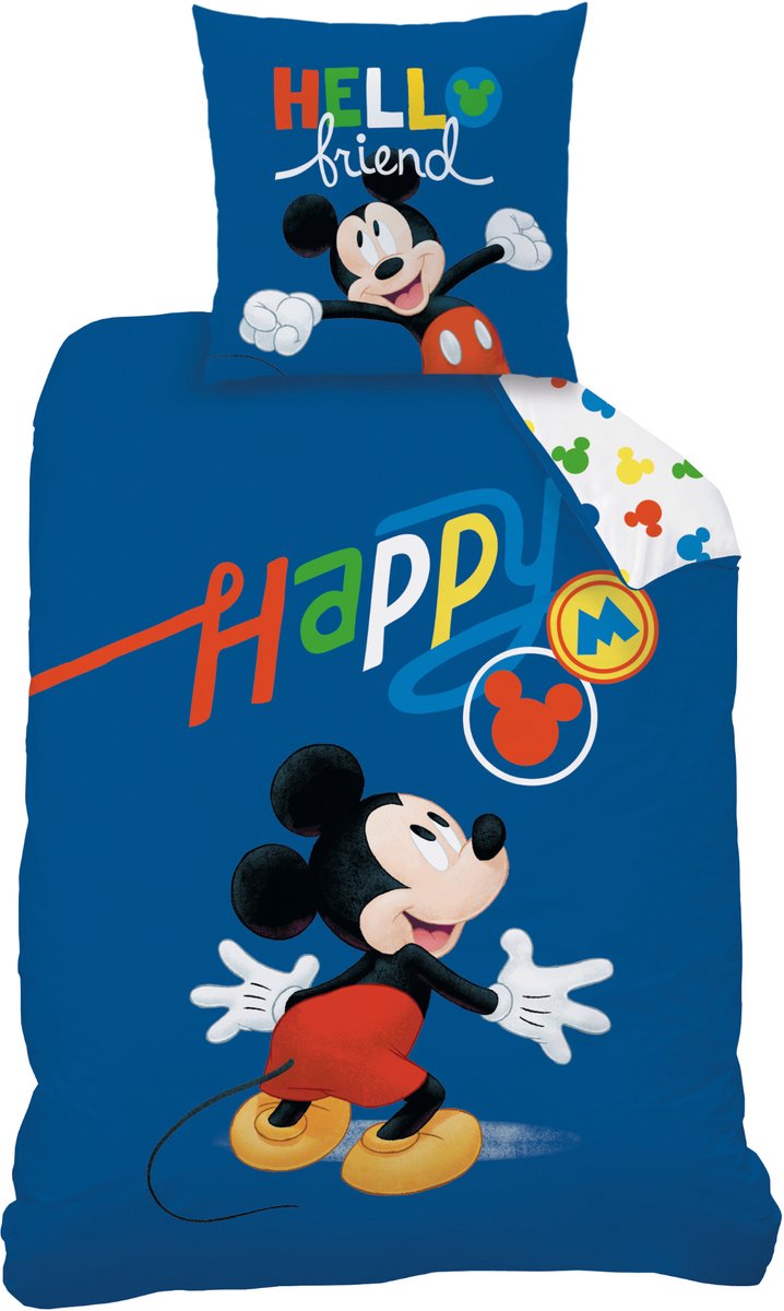 Disney Mickey Mouse Dekbedovertrek Happy - Eenpersoons - 140 x 200 cm - Katoen