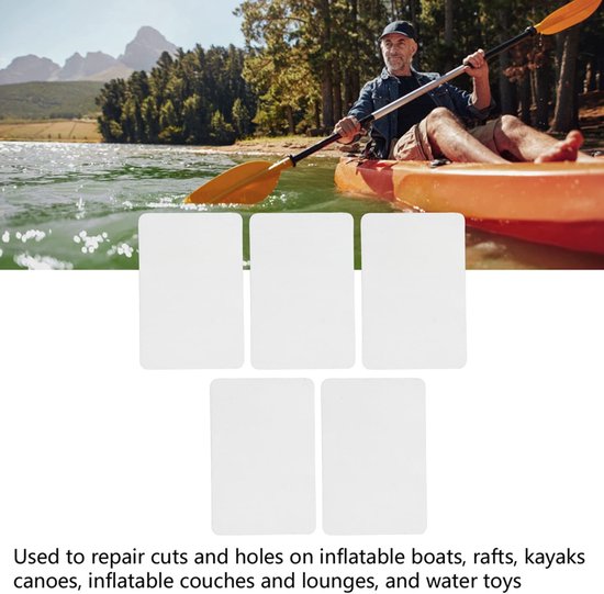 Reparatieset - Waterdichte patches - Bootonderhoud - Sterk PVC materiaal - 5 stuks - Wit van Merkloos — afbeelding 3