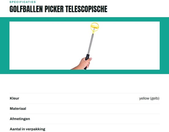 Shopcentral - Golfballen Picker - Telescopische Balretriever - Praktisch Golfaccessoire - Geel - Golfbal Opvanger - Efficiënt Voor Golfspelers van Merkloos — afbeelding 4