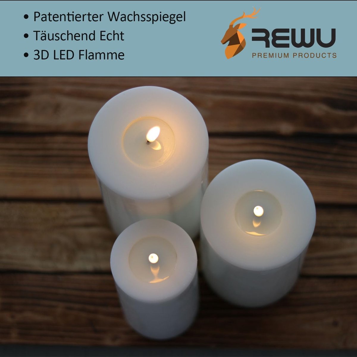 LED Kaars - Decoratieve Verlichting - Sfeer Creëren - Echt Wax Spiegel - 5 x 12.5 cm - Wit