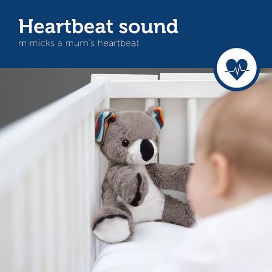 Knuffel Koala - Zachte Speelgoed - Baby Kalmeren - Hartslag Geluid - Wasbaar - Grijs — afbeelding 4
