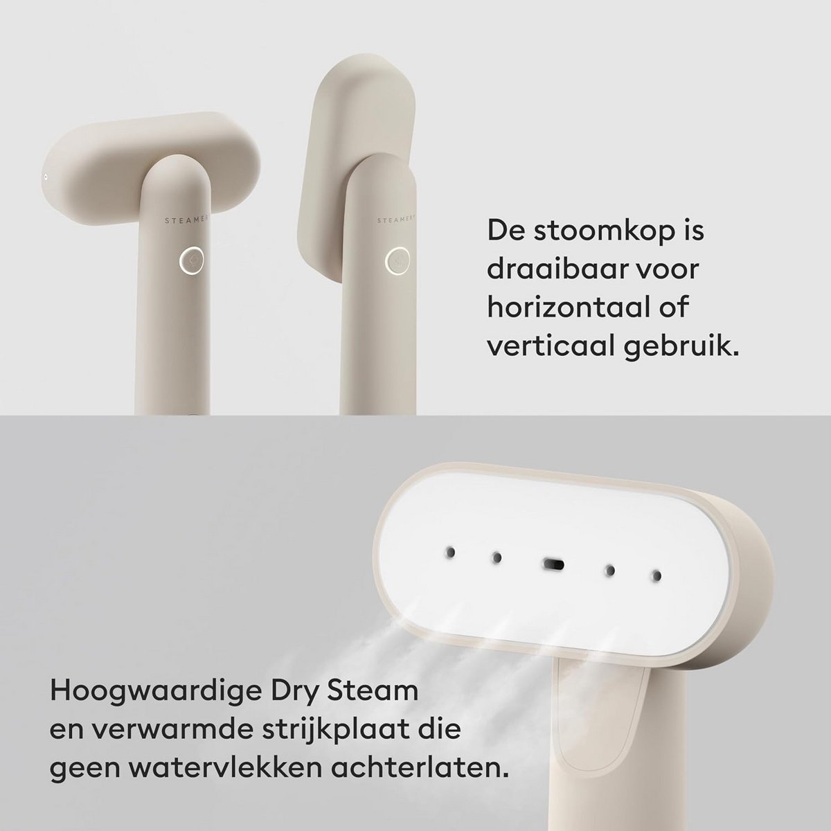 Reis Stoomapparaat - Kledingstomer - Kreukels Verwijderen - Verwarmde Stoomplaat - 1200 Watt - Zandkleurig