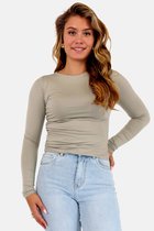 Getdrezzed Top - Maat: XL - Dubbel gevoerde top met plooidetail taupe