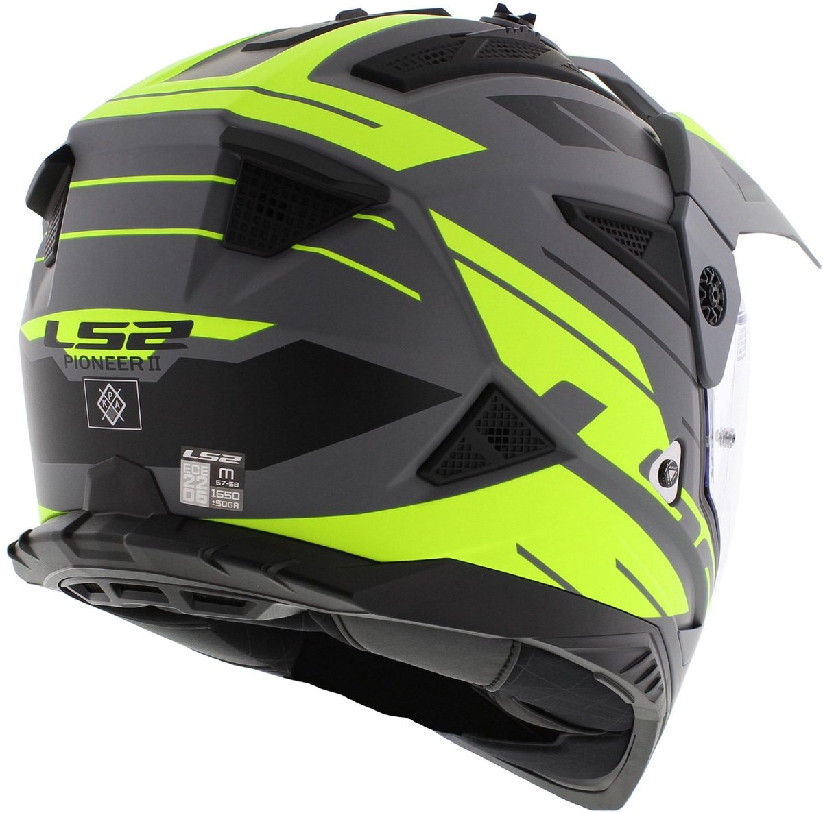 LS2 MX702 Pioneer II Namib Mat Grijs Fluo Geel Adventure Helm - Maat XL - Helm – foto 5