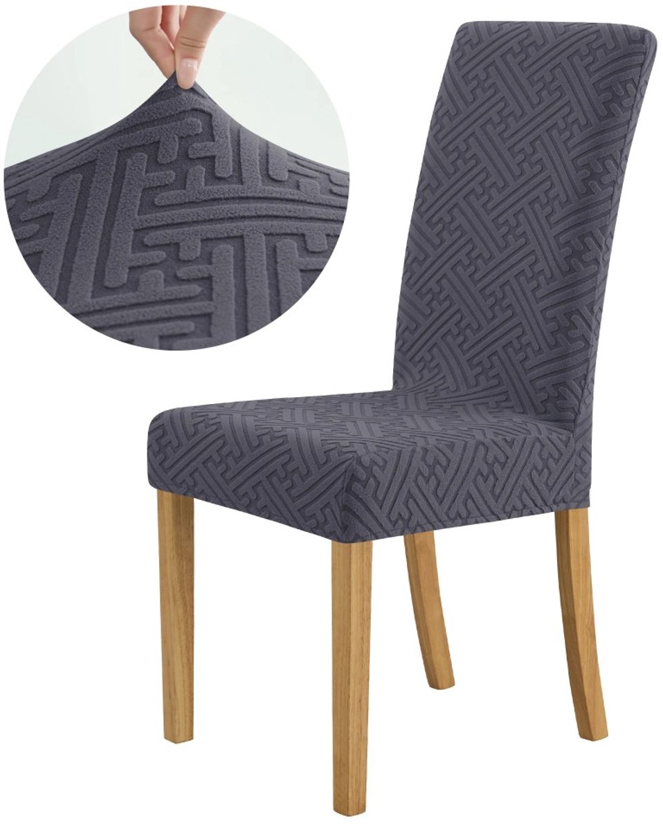 Stoelhoes Stretch Donkergrijs – Slijtvast & Stofdicht Jacquard Eetkamerstoelhoes, Wasbaar & Afneembaar | Alles-in-Één Beschermhoes voor Keuken, Restaurant & Hotel – Geschikt voor het Hele Jaar