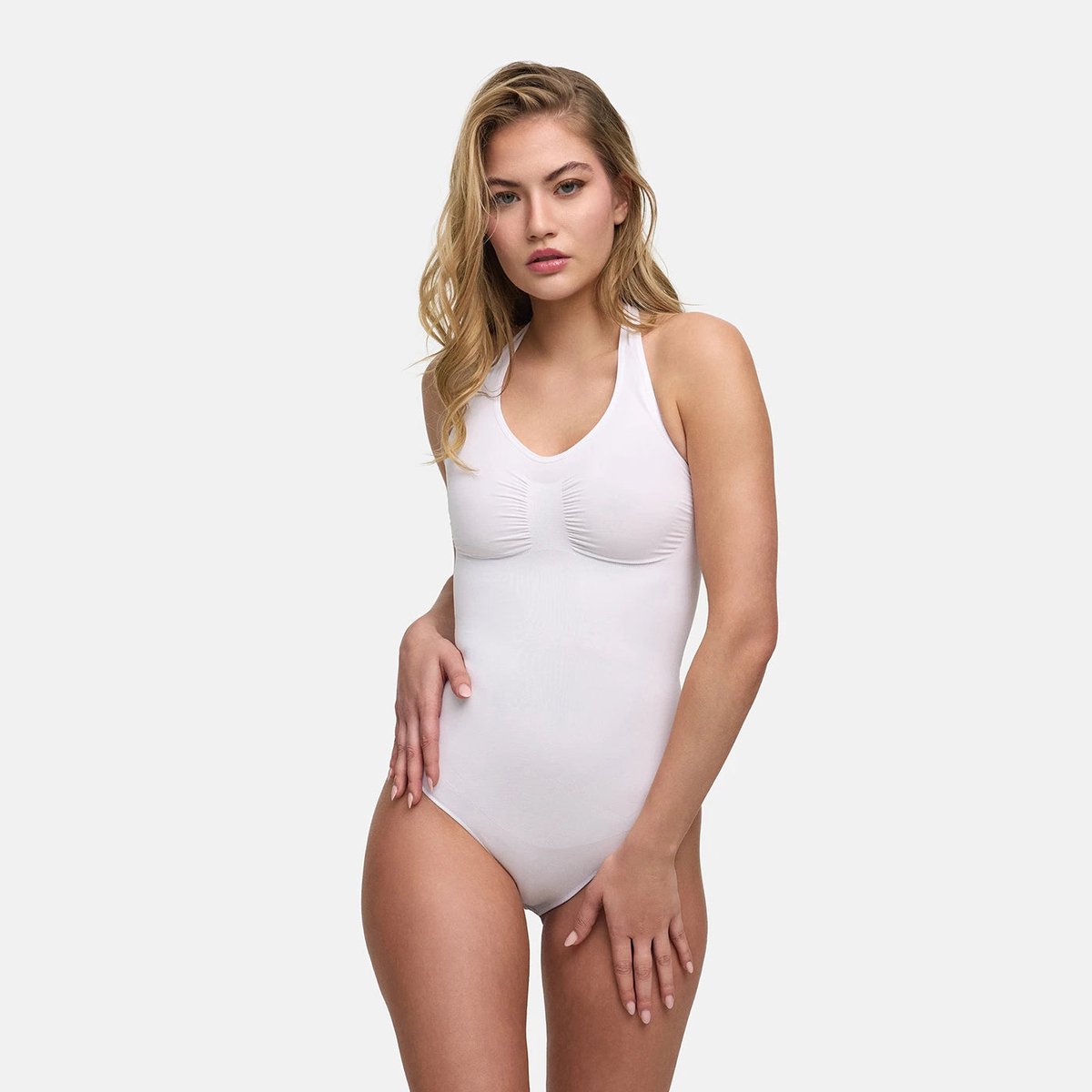 cfab - Haltercorrigerende lingerie met string - Wit - 2XL - Corrigerende Body - Naadlos - corrigerend ondergoed dames