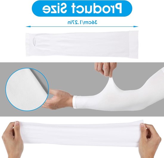 2 paar armmouwen met UPF 50 UV-bescherming en duimgat voor mannen en vrouwen - koeling sport compressie mouw - tattoo cover up - beschermende arm sleeve — afbeelding 4