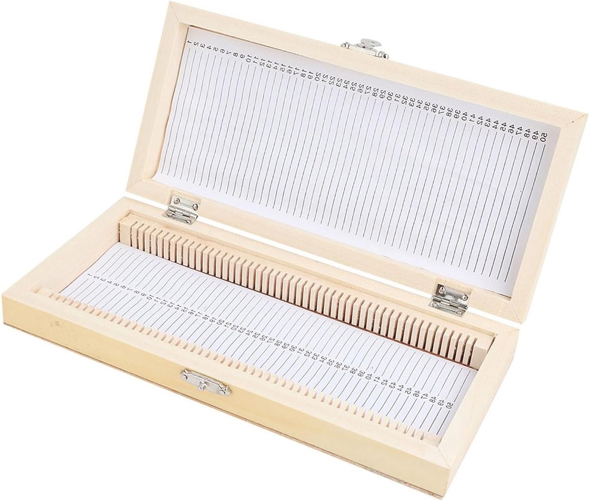 Biologie Microscoop Glazen Preparaat Slides met Opbergdoos voor 50 Stuks, Houten Box met Metalen Sluiting voor Onderwijs en Laboratoriumgebruik