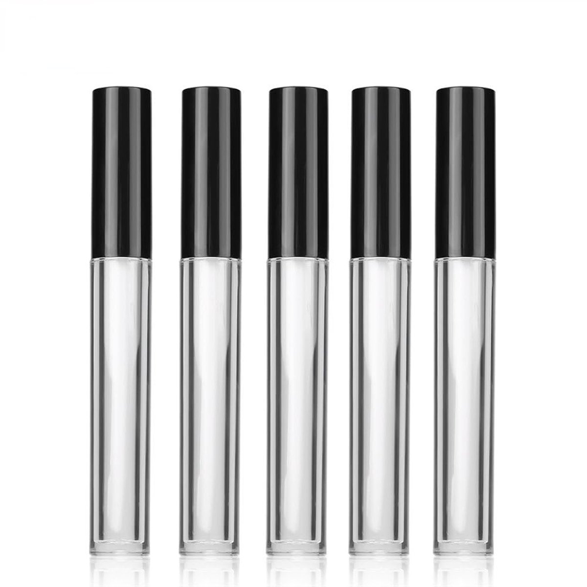 Dailygoods- Rolfles 6 x 5 ml - Herbruikbare Glazen Fles - Transparante Fles met Zwarte Dop - Ideaal voor Etherische Oliën - Geschikt voor Eyeliner - Duurzaam Ontwerp - Olieflessen