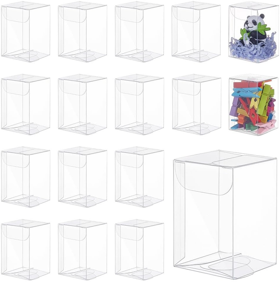 Dailygoods- Geschenkdozen 100 stuks - Doorzichtige PVC - Transparante Verpakking - Bruiloft/Feest - Snoep/Cupcakes - 4 x 4 x 6 cm - Verpakkingen