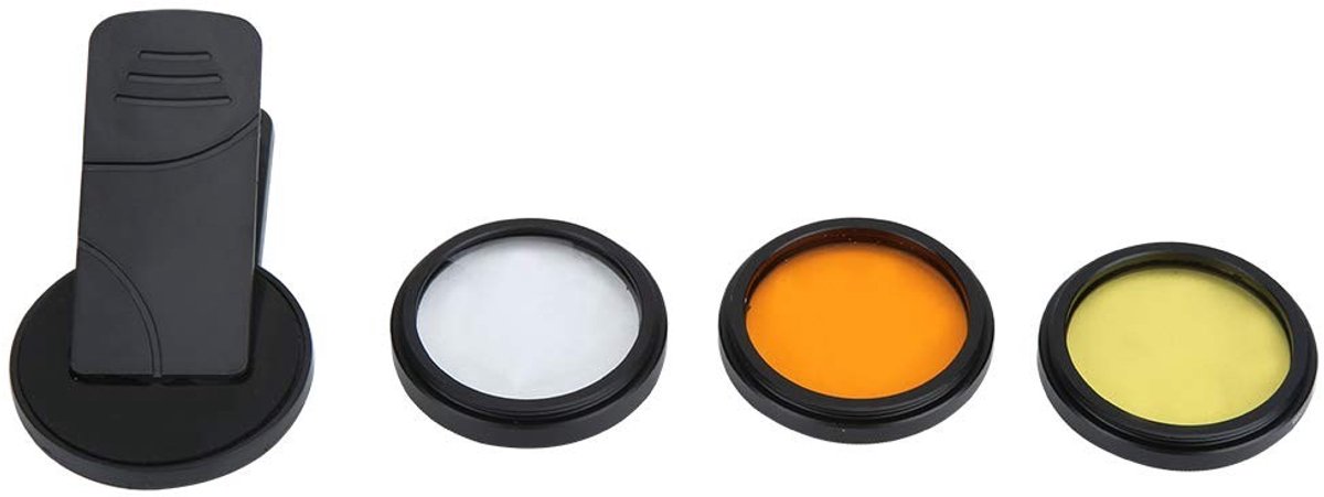 Dailygoods- Aquariumfotografielens - Smartphone Cameralensfilteraccessoire - Macrofilterlens - Gele/Oranje Filterlens - Houder - ABS Materiaal - Smartphone Lens