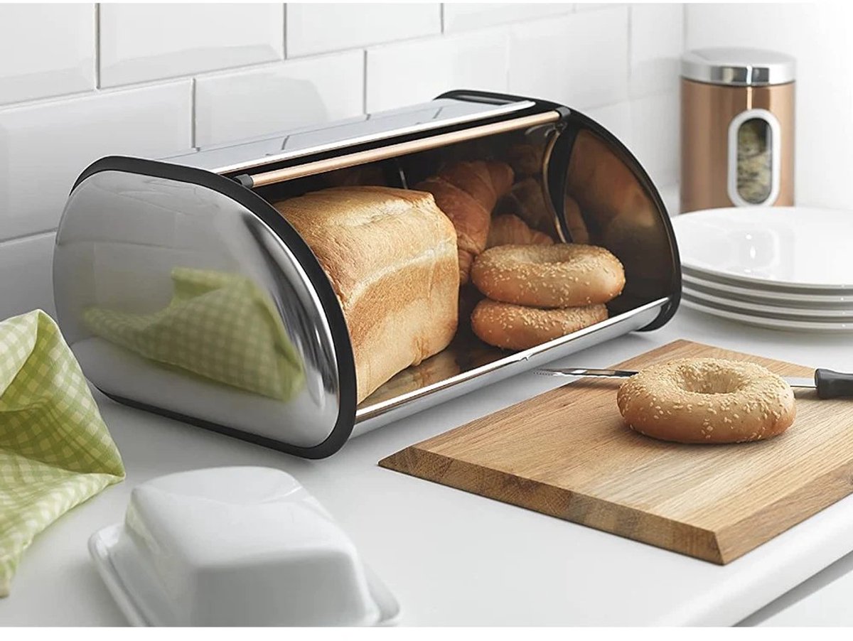 Dailygoods Brooddoos, roestvrijstalen grijze brooddoos voor de keuken Langdurige frisheid en muggenbestendige broodopber