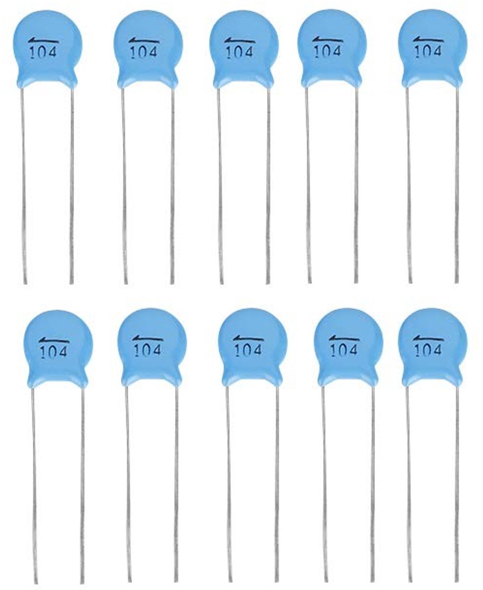 Dailygoods - Keramische condensator - Condensatorkit 50 stuks - Hoogspanningscapaciteit - 1000V 104M 0.1uF - Betrouwbare condensatoren - Geschikt voor...