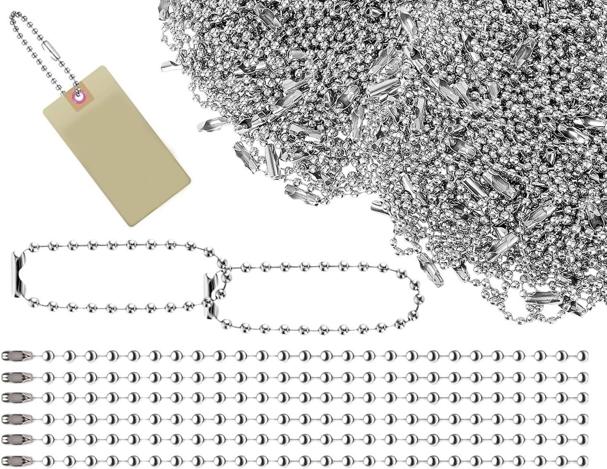 100 stuks metalen ball chains voor het maken van sieraden, parelkettingen en hangers (Zilver, 2.4mm)
