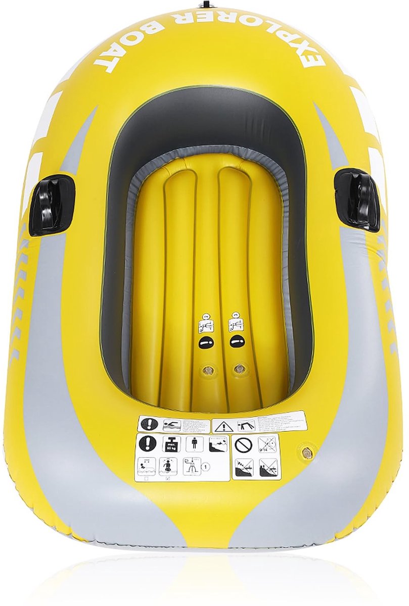 Dailygoods- Opblaasbare Kajak Hoogwaardige Kwaliteit - Opblaasboot 1 Persoon - Draagbaar Ontwerp - Innovatief Design - Geschikt voor Vissen - Inclusief Dubbele Klep
