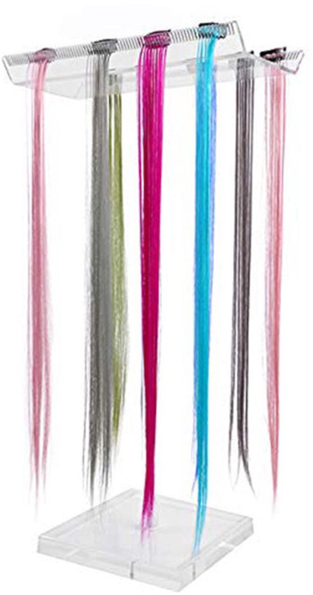 Dailygoods- Haarverlengingsstandaard Dubbelzijdig Ontwerp - Wasbare Haarverlengingshouder - Acryl Pruikhouder - Transparante Sectieweergave - Geschikt voor Salon en Thuisgebruik - Beschermt Haarextensies - Haarextensiehouder